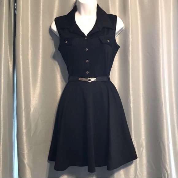 Lovely Day Dresses & Skirts - Lovely Day black dress with collar and belt